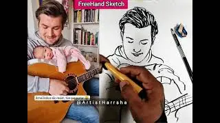 Father and Baby Freehand Sketch Drawing | Emotional Pencil Art | Dad & Newborn Bonding Art