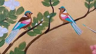 Chinoiserie painting part 3, Painting the Peacock on my Gold Room collection artwork