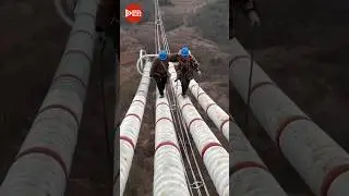 How Transmission Tower Workers Work at Extreme Heights  #trendingshorts