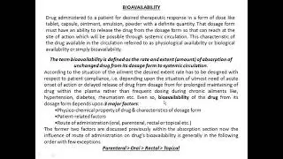 Bioavailability (Part 1)
