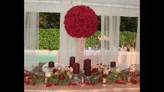 Burgundy, Blush Pink & Rose Gold Centerpieces by Sweet 16 Candelabras®