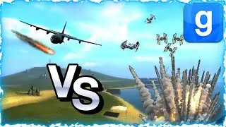 AC130 Aircraft VS StarWars TIE Fighters SNPC Fight Garry's Mod
