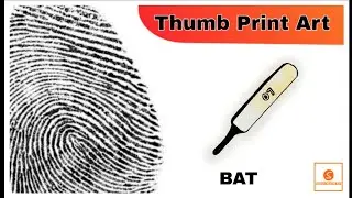 Cricket Bat Thumb Print Art | Cricket Drawing | Suresh Creative Art