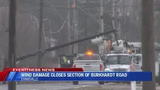 Wind damage causes power outages and leaves Evansville road closed for hours