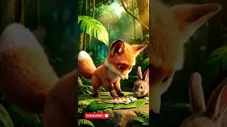 Fox and Rabbit Sharing Fish 🦊🐰🐟 | Cute ASMR #animalreaction #cute #abcteaching