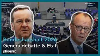 Bundeshaushalt 2026: u.a. Generaldebatte & Etat  | 26.11.25