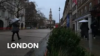 Rainy London Evening Walk Tour: Waterloo, Southbank, and The City 4K POV