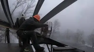 Andrew Camarata's  shipping container castle roof finished