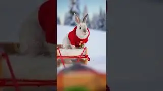 The turtle pulls the sled, and the rabbit rides the sled.