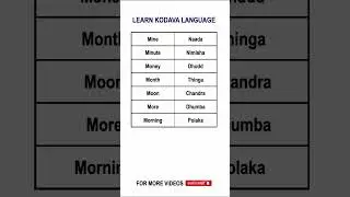 Learn kodava language |Part 15| Kodava(Coorgi) Language Words and sentence