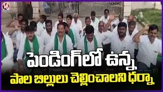 Nalgonda Rangareddy Milk Farmers Protest For Pending Bills | V6 News