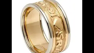 Men's Two-Tone Gold Gra Geal Mo Chroi Irish Wedding Ring JL861