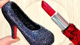 Red Makeup Mixing into Clear Slime | Best oddly satisfying ASMR video