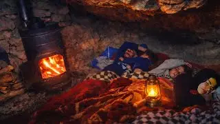 😱The toughest night of nomads in a cave in the Zagros Mountains|🔥Real survival in the cold winter