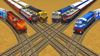 6 Different Trains Crossing On Risky Crisscrossed Sharp Bend Same Line Railroad Track #22