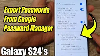 Galaxy S24/S24+/Ultra: How to Export Passwords From Google Password Manager