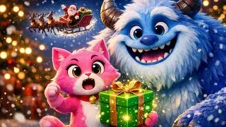 Pink Cat vs Giant Snow Monster 🎄 Christmas Surprise!