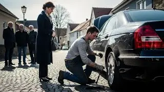 Armer Mechaniker Repariert Platten Reifen Einer Millionärin — Anruf Am Nächsten Tag Ändert Alles