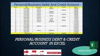 How to make Business Account Ledger Debit/Credit in Excel #Sumdax #GoogleSheets #Bussines