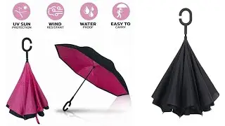 SHREVI IMPEX Windproof, Reverse Umbrella with UV Protection, Upside Down Umbrella & C-Shaped Handle