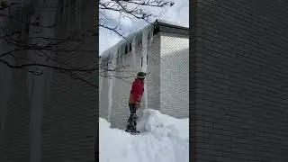 A terrible accident with a giant icicle! Extreme!