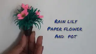 Rain lily paper flower and pot/Miniature Flower pot/Quilling paper flower vase/cute paper flower pot