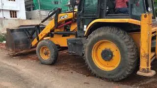 Jcb 3dx digging soil for extending road