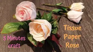 Tissue paper Rose flower/Tissue paper craft/ 5 minutes Craft/Recycle/Flower Ideas