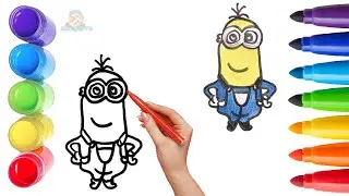 How To Draw cute Minion Drawing, Painting & Coloring For Kids and Toddlers_ Child Art 🐋🌈🎨