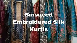 Binsaeed Embroidered Silk Kurtis || silhascollection