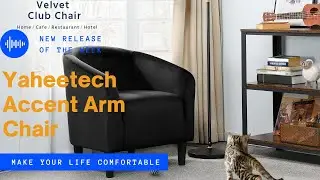 Yaheetech Velvet Barrel Chair (Black) #barrelchair
