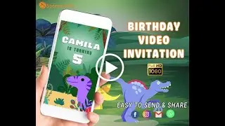 Dinosaur Jurassic Video Invitation, Dinosaur Birthday Invitation, Dinosaur Video Animation