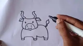 Buffalo cartoon drawing for kids/buffalo easy drawing step by Step