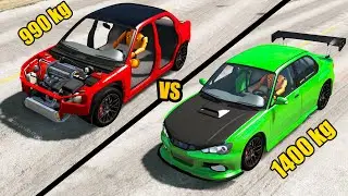 LightWeight Car and Full Weight Car Comparison - Beamng drive
