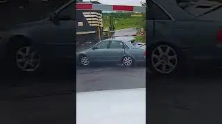 Train slams into car #scaryvideos #justintime #viralvideo #toocloseforcomfort