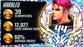 Harbleu Rank 44 Zarya Gameplay on Rialto! 42 elims! [ Overwatch Season 35 Top 500 ]