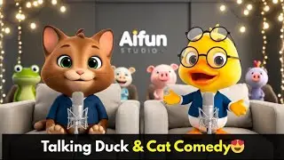 Duck and Cat Talking Like Humans 😂 #cat #funny #duck #catshorts #cute