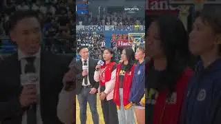 LOOK: The Women's Volleyball teams pay a visit to Game 1 of the Juniors Basketball Finals!
