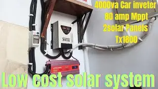 Low cost solar system for small house / Car inveter+ Mppt with 2 solar panels