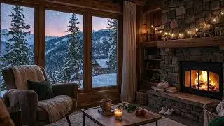 Relaxing Guitar by the Fireplace 🔥❄️ Cozy Winter Ambience with Falling Snow