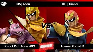 KnockOut Zone #92 - SSBU Losers Round 3 - Eden (Captain Falcon/King KRool) vs Cinna (Captain Falcon)