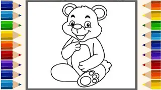 Bear Coloring page. Painting & Drawing for Kids & Toddlers. Fun Relaxing Art Craft. #teddy #animals