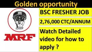 MRF recruitment 2021 | MRF job vacancy 2021 | MRF job for BSC/MSC freshers| private job vacancy 2021