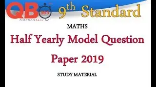 TN | 9th Maths Half Yearly Model Question Paper 2019 with answer key