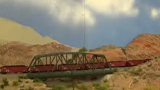 Z scale DCC layout Santa Fe railroad 22 DPU coal train