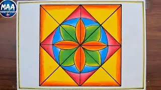 Bhat chitra | Bhat chitra drawing easy | Geometry design drawing | ભાતચિત્ર | Square Geometry art
