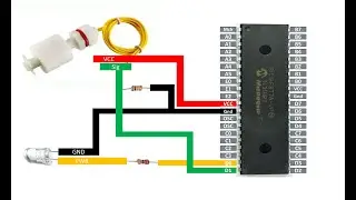 Detecting water level in a water tank using P35 float switch with PIC16F877A.