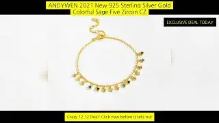 Andywen 2021 New 925 Sterling Silver Gold Colorful Sage Five Zircon Cz Charm