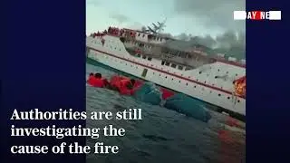 Passengers jump into sea to escape ferry on fire in Indonesia