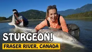 This MASSIVE STURGEON was almost twice as long as her! | Fishing with Rod